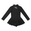 Hansber Kids Girls Ballet Dance Gymnastics Unitard Leotard Long Sleeves Keyhole Back Ice Roller Skating Dress Black 14 view 3