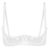 Aislor Women's Sexy Sheer Lace 1/4 Cups Push Up Underwire Bra Tops Balconette Bralette White Medium view 1