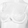 Aislor Women's Sexy Sheer Lace 1/4 Cups Push Up Underwire Bra Tops Balconette Bralette White Medium view 3