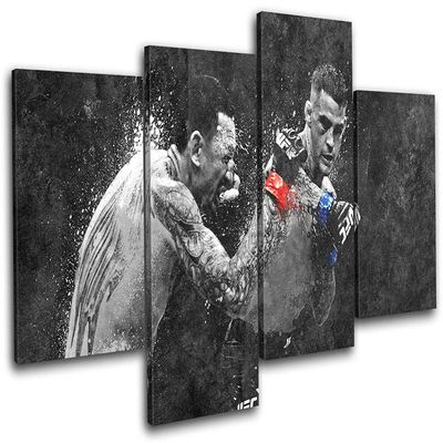 Bold Bloc Design - UFC Grunge Holloway Poirier 2 Sports 240x135cm MULTI Canvas Art Print Box Framed Picture Wall Hanging - Hand Made In The UK - Framed And Ready To Hang 13-9626(00B)-MP04-LO-E