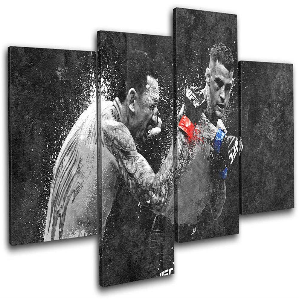 Bold Bloc Design - UFC Grunge Holloway Poirier 2 Sports 240x135cm MULTI Canvas Art Print Box Framed Picture Wall Hanging - Hand Made In The UK - Framed And Ready To Hang 13-9626(00B)-MP04-LO-E