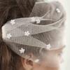 Olbye Bridal Wedding Birdcage Veil - White Lace with Flower Rhinestone Comb for Tea Party Fascinator & Prom view 2