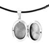AeraVida Clever Fox Face on Oval Shaped .925 Sterling Silver Locket Necklace with Cotton Cord | Stylish and Unique Women's Fashion Jewelry Accessory view 2