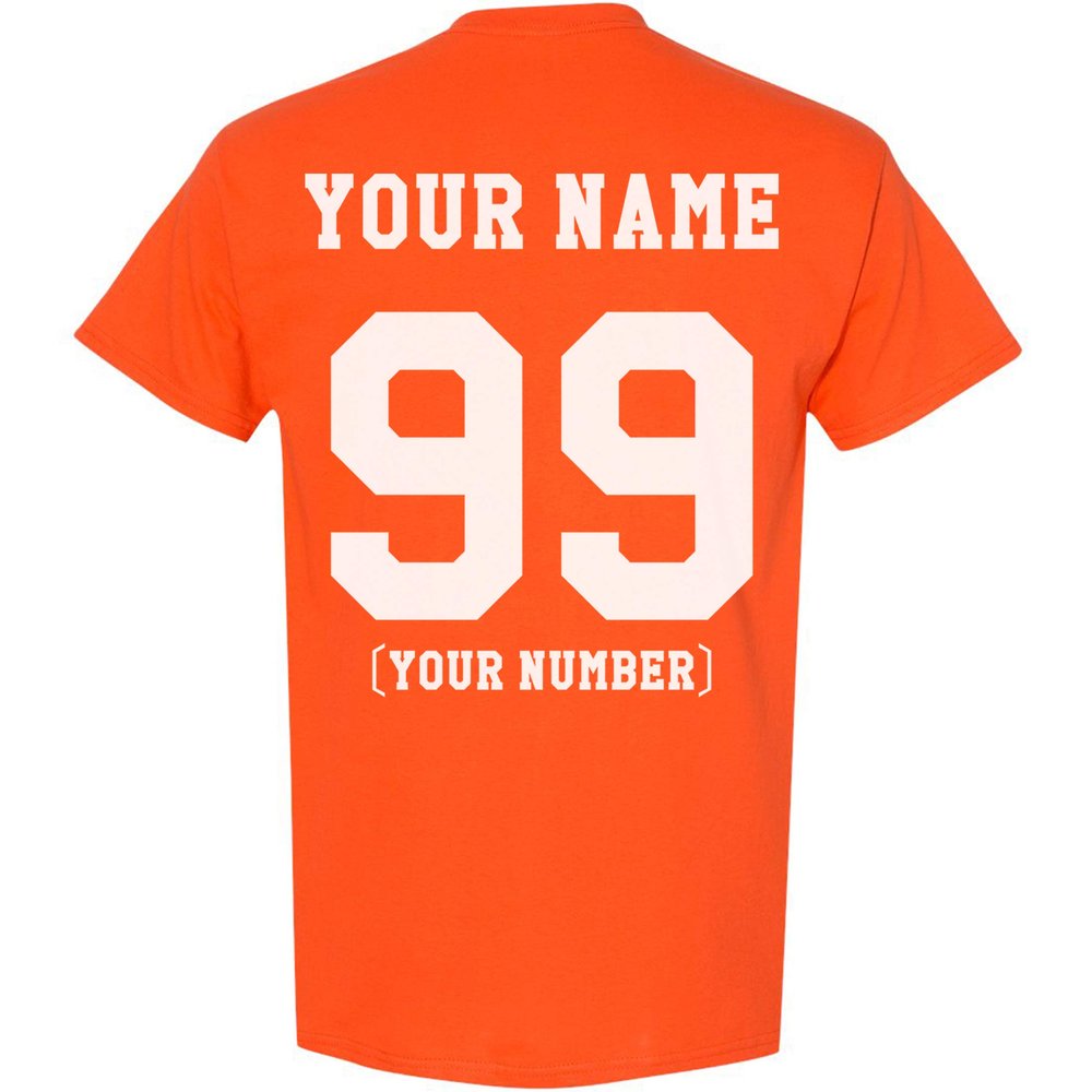 Custom T Shirts for Men & Women Add Your Own Text Personalized Back Side T-Shirt Orange