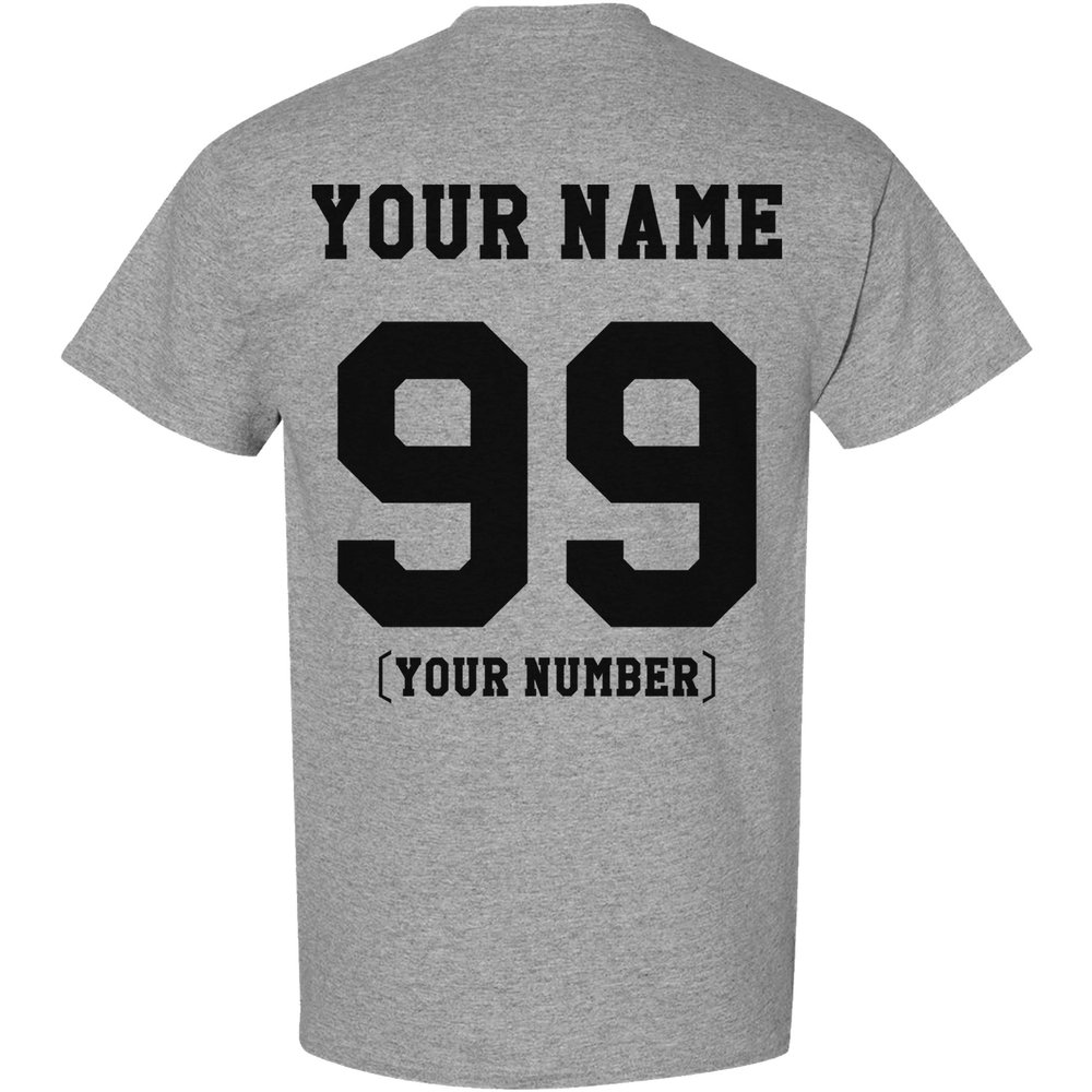 Custom T Shirts for Men & Women Add Your Own Text Personalized Back Side T-Shirt Sport Grey