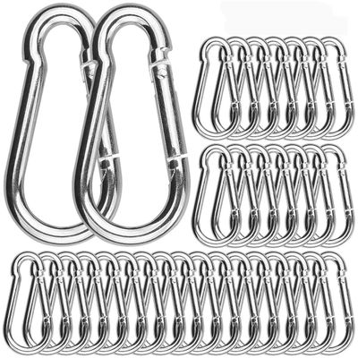 100 Pack 2 Inch Spring Snap Hook M5 Carabiner Clip Galvanized Steel 2In Small Silver Quick Link Clip Keychain for Camping, Hiking, Outdoor and Gym, M5 Bulk Heavy Duty Carabiner Clips