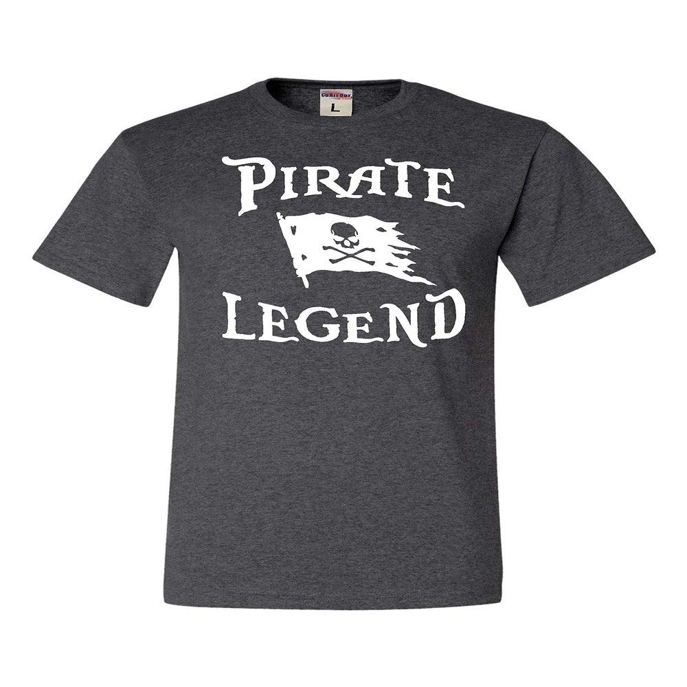 Go All Out XXXXX-Large Heather Black Adult Pirate Legend Jolly Roger Flag T-Shirt