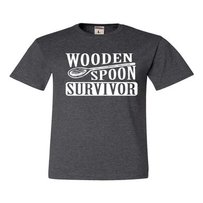 Go All Out X-Large Heather Black Adult Wooden Spoon Survivor Funny T-Shirt