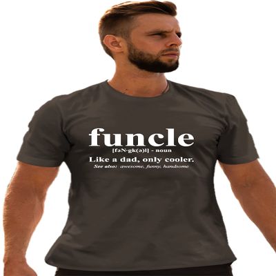 Go All Out X-Large Heather Black Adult Funcle Funny Uncle T-Shirt