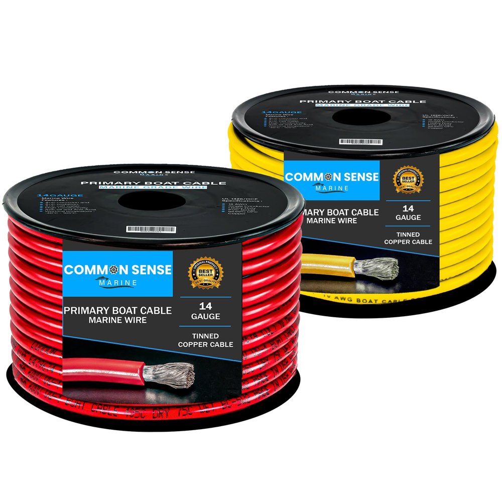 14 Gauge Primary Boat Cable - 1000 ft Marine Grade Wire Tinned Oxygen-Free Copper - 14 AWG UL 1426 Standard PVC Wire for Boat, Automotive, Speakers, Camper & Trailers