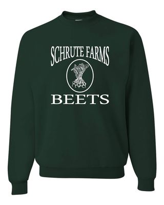Go All Out Small Forest Green Adult Schrute Farms Beets Sweatshirt Crewneck