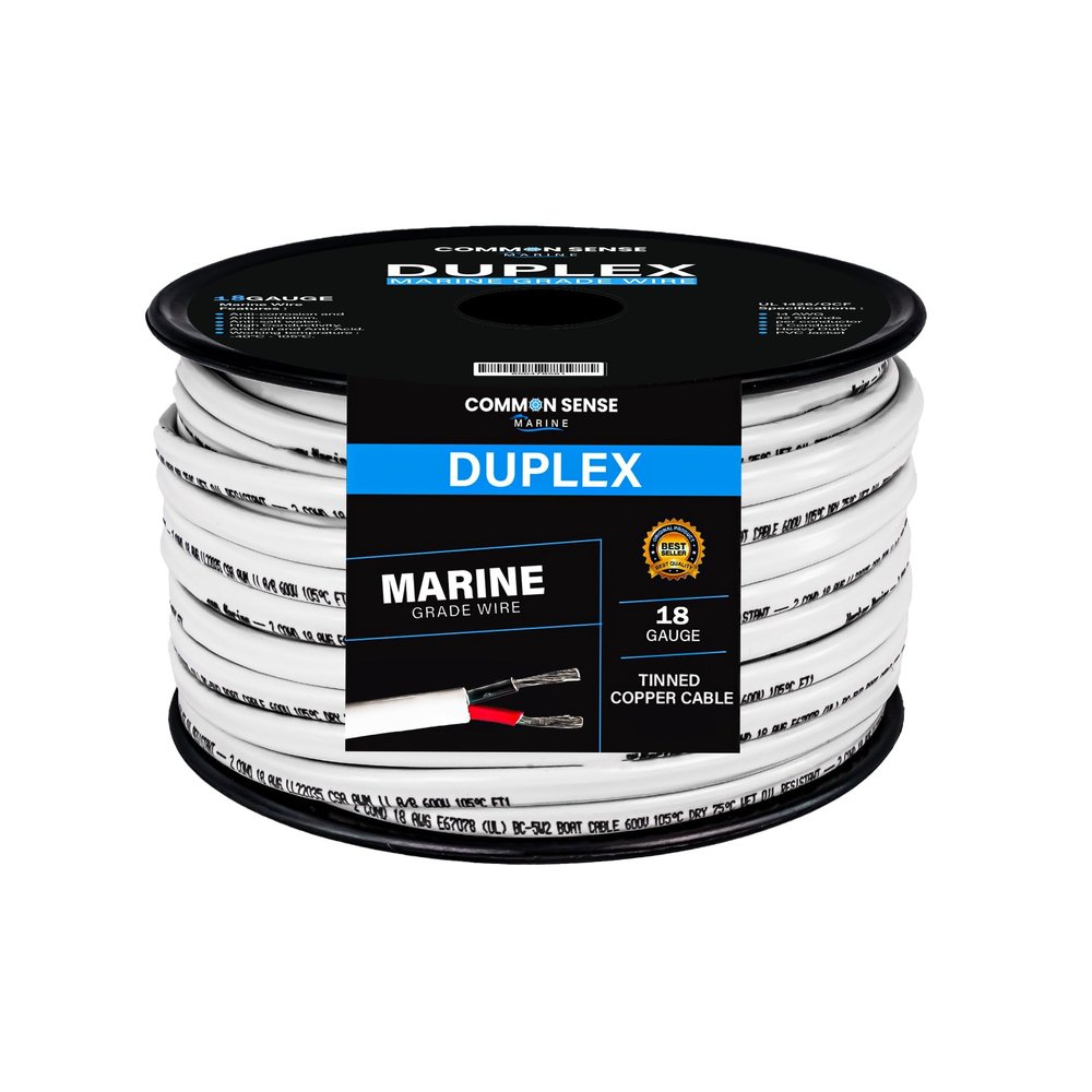 18 Gauge 2 Conductor Marine Wire - 1000 ft Duplex Flat Marine Grade Wire Tinned Copper Oxygen-Free Insulated - 18/2 AWG UL 1426 Standard PVC Wire for Boat, Automotive, Speakers, Camper & Trailers