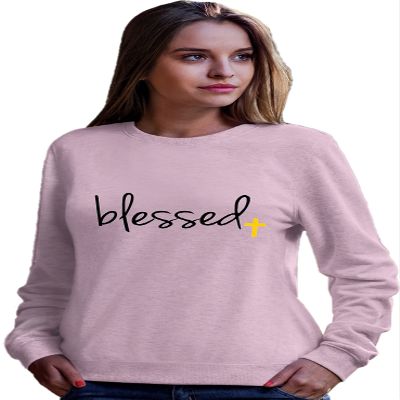 Go All Out XX-Large Classic Pink Adult Blessed Christian Humble Sweatshirt Crewneck