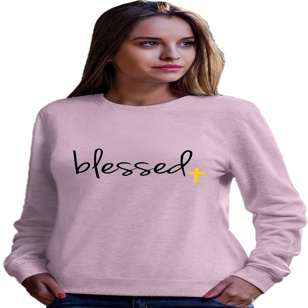 Go All Out XX-Large Classic Pink Adult Blessed Christian Humble Sweatshirt Crewneck