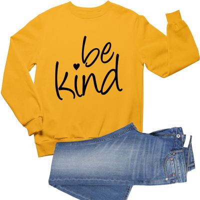 Go All Out Large Gold Adult Be Kind Heart Sweatshirt Crewneck