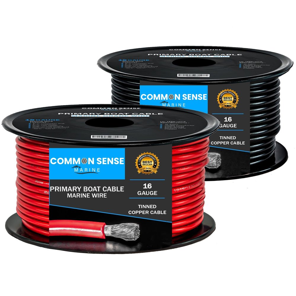 16 Gauge Primary Boat Cable - 1000 ft Marine Grade Wire Tinned Oxygen-Free Copper - 16 AWG UL 1426 Standard PVC Wire for Boat, Automotive, Speakers, Camper & Trailers