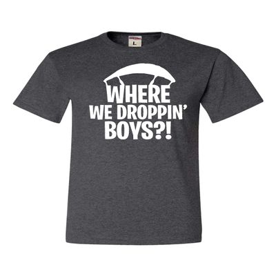 Go All Out XXXX-Large Heather Black Adult Where We Dropping Boys T-Shirt