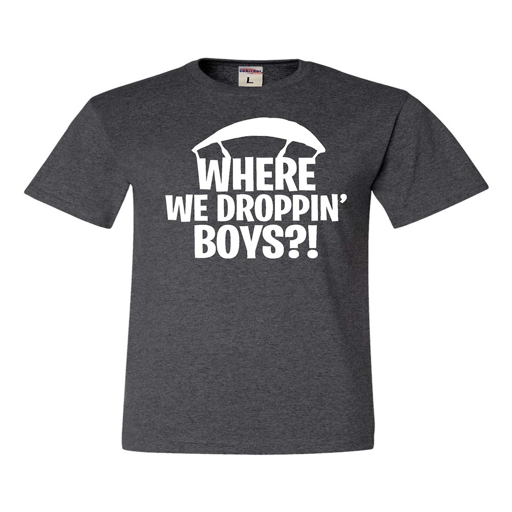 Go All Out XXXX-Large Heather Black Adult Where We Dropping Boys T-Shirt