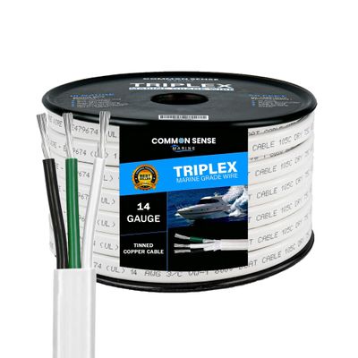 14/3 AWG UL 1426 (The Real Thing) Triplex Flat Marine Wire - Tinned Copper Boat Cable - 1