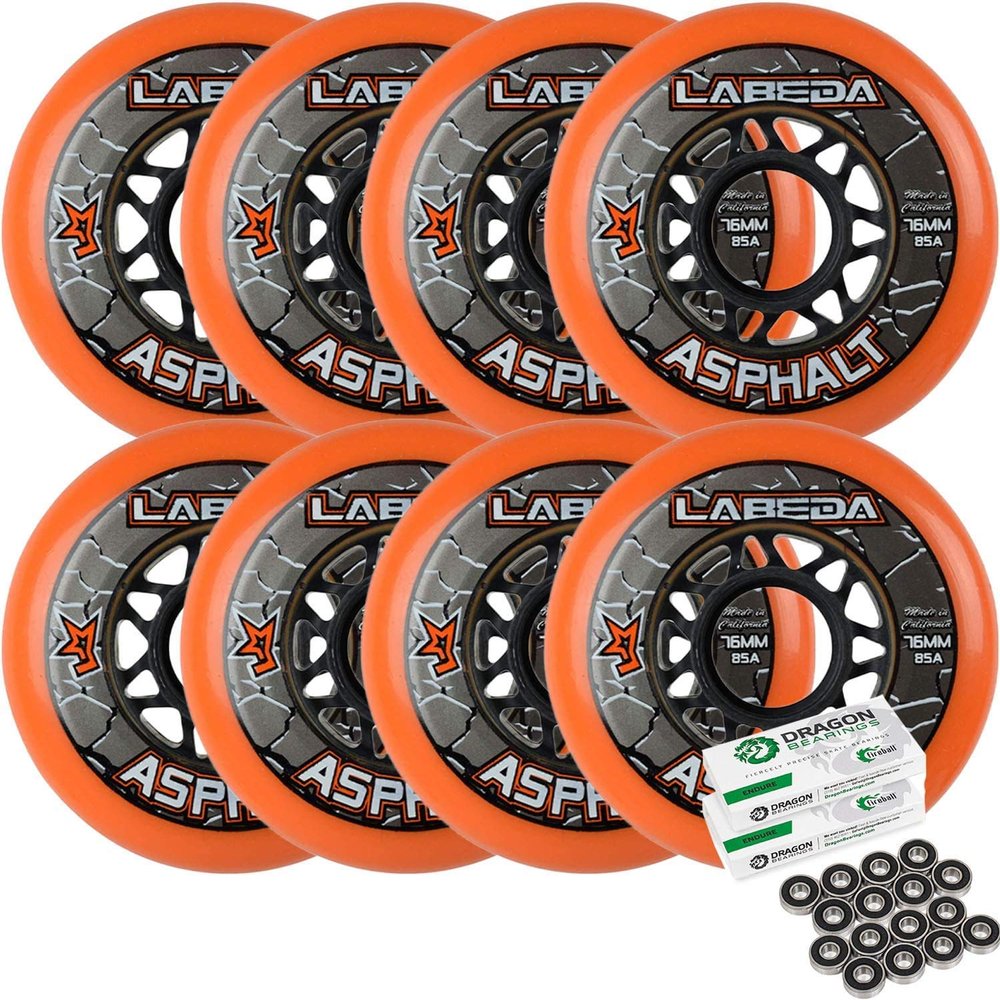 Labeda Asphalt Outdoor Inline Hockey Wheels (80mm, 8-Pack W/Bearings)