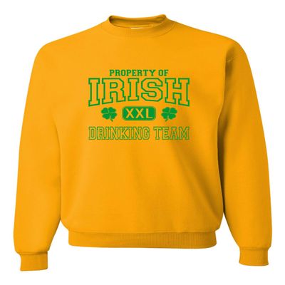 Go All Out X-Large Gold Adult Property Of Irish Drinking Team St. Patricks Day Sweatshirt Crewneck