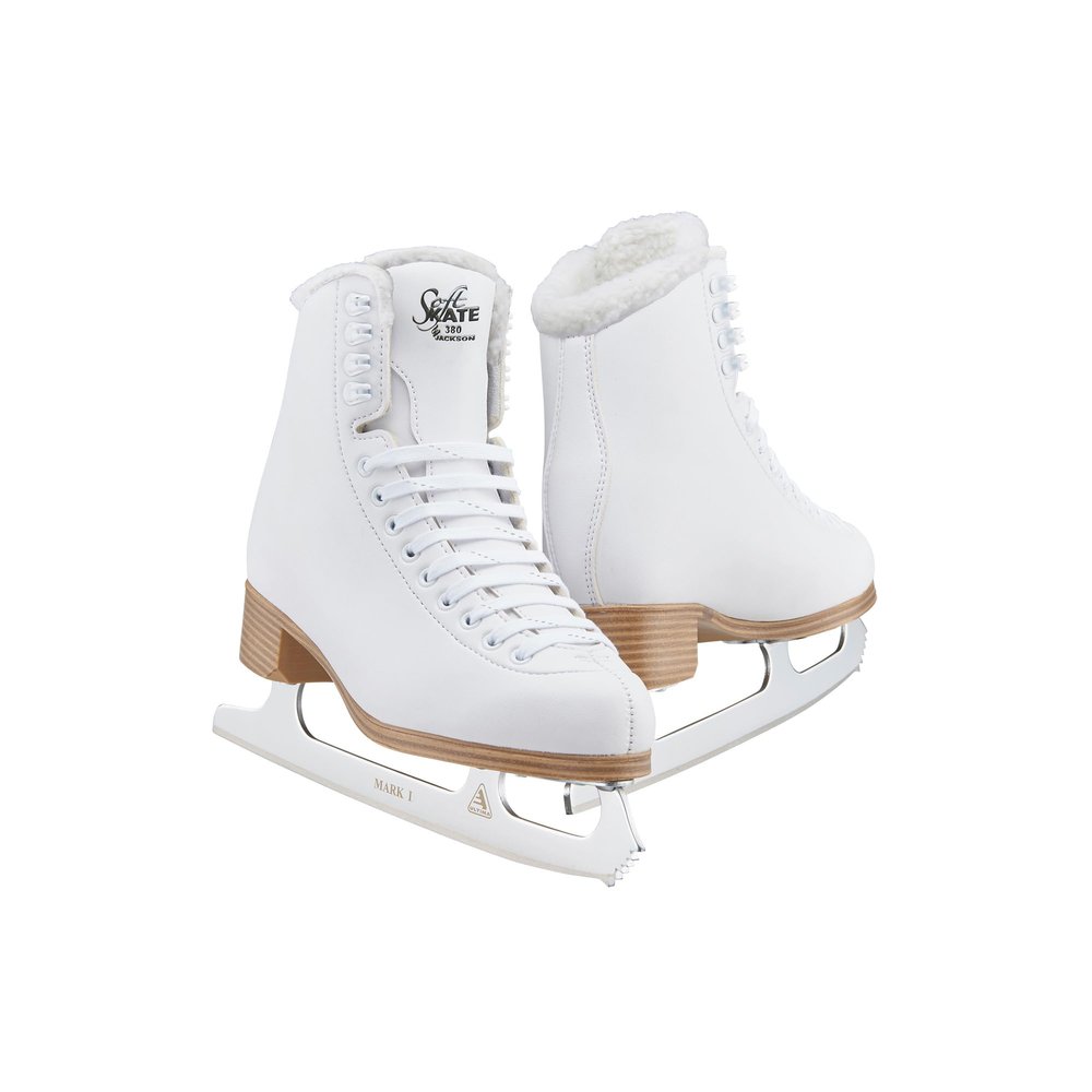 Jackson Ultima Classic SoftSkate 380 Womens Ice Skates for Women & Girls Ice Skates  Comfortable Figure Skates for Ice Skating & Recreational Figure Skating, Size 8 Medium Width  White/Fleece