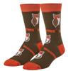 Crazy Socks  Hooters Crew Socks  Officially Licensed Restaurant Logo Novelty Socks  Unisex Large Brown & Orange Crew  Fun Gift for Food & Sports Fans view 1
