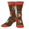 Crazy Socks  Hooters Crew Socks  Officially Licensed Restaurant Logo Novelty Socks  Unisex Large Brown & Orange Crew  Fun Gift for Food & Sports Fans view 2