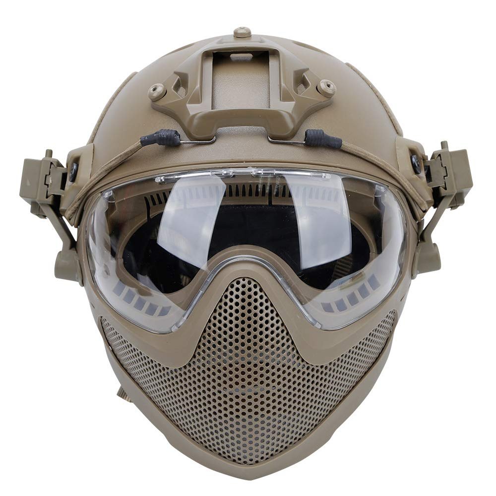N / A Integrated Tactical PJ Helmet F25 with Removable Mask and Goggles for Airsoft Paintball CS WarGame