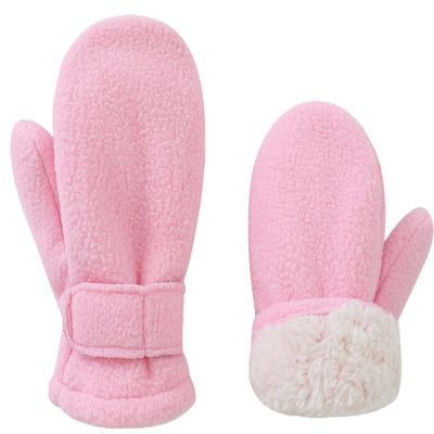 Baby Toddler Mittens Boys Girls Winter Outdoor Gloves Kids Easy-On Fleece Warm Mitterns Pink 1 Pair L2-4 years