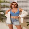 SHEKINI Women Bras Lace Halter Bra No Underwire Light Padded Strappy Bralettes Wireless Racerback view 4