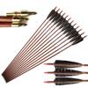 32" Carbon Arrows 550 Spine Wood-Like Arrow with 5" Real Feather Fletchings Removable Field Tips for Archery Target Practice Hunting Compound Recurve Bow Longbow 6 Pack view 1