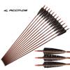 32" Carbon Arrows 550 Spine Wood-Like Arrow with 5" Real Feather Fletchings Removable Field Tips for Archery Target Practice Hunting Compound Recurve Bow Longbow 6 Pack view 2
