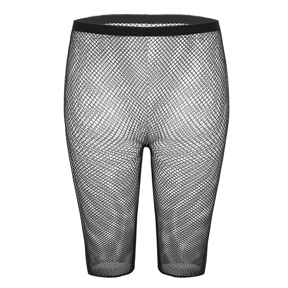 YOOJOO Womens See Throug Mesh Fishnet Biker Shorts Swimsuit Bikini Bottom Cover up Pants Black C One Size