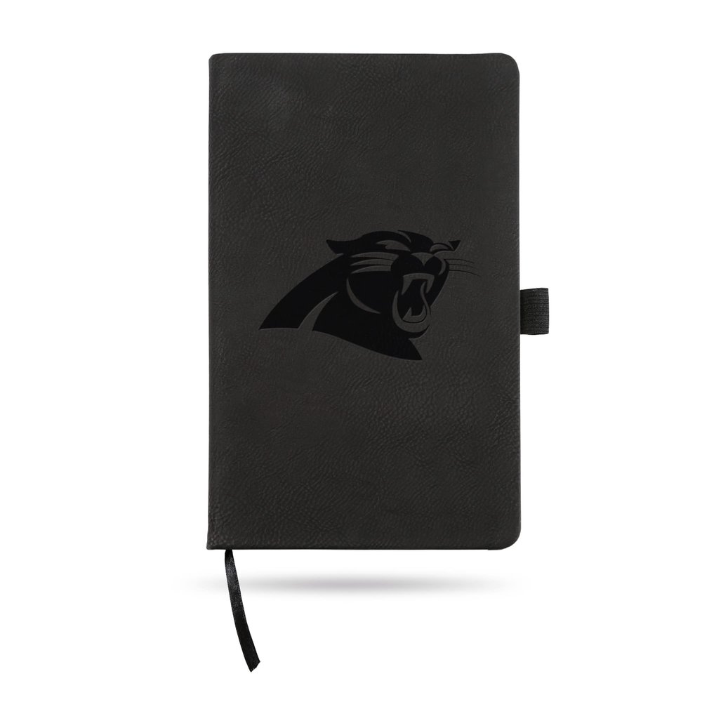 NFL Rico Industries Carolina Panthers Black Laser Engraved Small Notepad Journal/Notepad 8.25" x 5.25"- Office Accessory