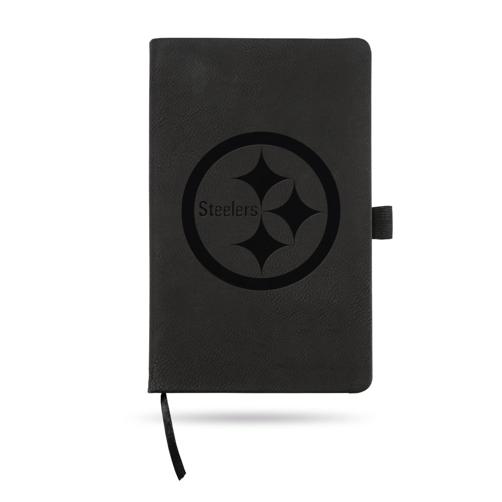 NFL Rico Industries Pittsburgh Steelers Black Laser Engraved Small Notepad Journal/Notepad 8.25" x 5.25"- Office Accessory