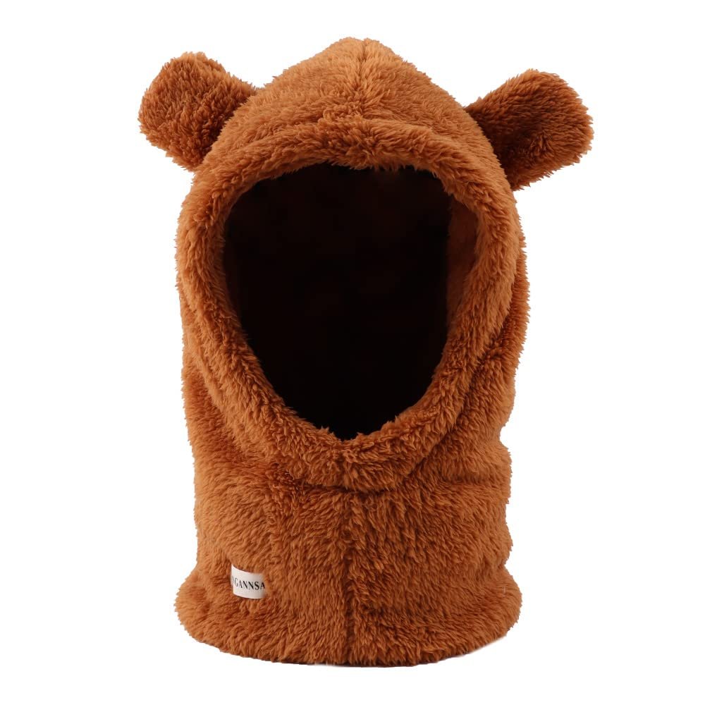 Baby Girls Winter Hat Boys Warm Scarf Hat Kids Thick Earflap Hood Cap with Ear 6M-7T (Caramel,S)