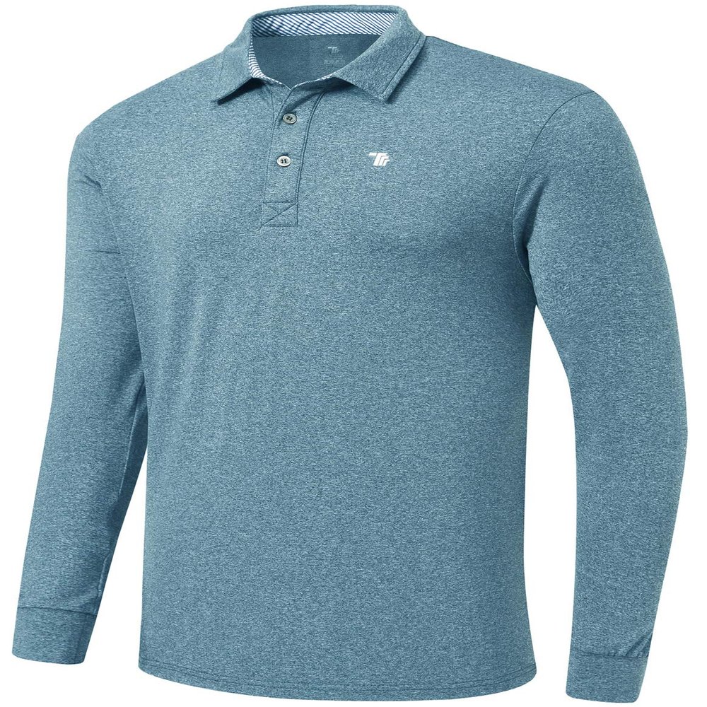 MoFiz Men's Long Sleeve Shirts Quick Dry Men's Polo Shirts Long Sleeve Button Down Mens Shirts Casual with Collar