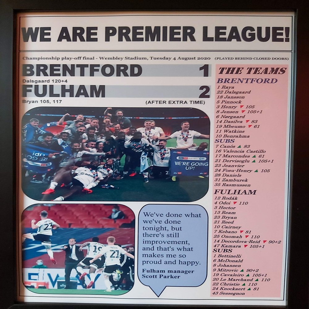 Fulham 2 Brentford 1-2020 Championship play-off final - framed print