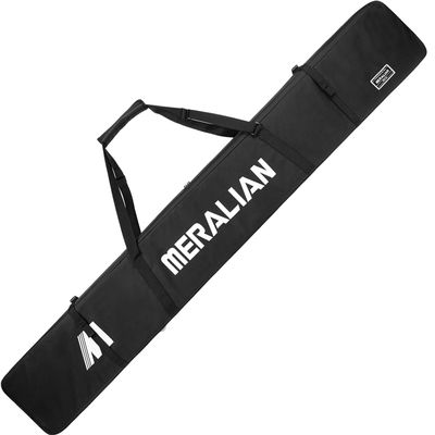 MERALIAN Padded Ski Bag,Waterproof Full Padded Single Ski Travel Bag with Adjustable Shoulder Strap. (BLACK, 185CM)
