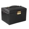 Cocoarm Travel Jewelry Case and Organizer with Mirror PU Leather Travel Jewelry Box 3 Layers Jewelry Organizer Storage Case for Earring Necklace Display Case Cabinet, Lockable(Black) view 1