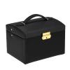 Cocoarm Travel Jewelry Case and Organizer with Mirror PU Leather Travel Jewelry Box 3 Layers Jewelry Organizer Storage Case for Earring Necklace Display Case Cabinet, Lockable(Black) view 2