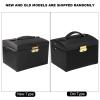Cocoarm Travel Jewelry Case and Organizer with Mirror PU Leather Travel Jewelry Box 3 Layers Jewelry Organizer Storage Case for Earring Necklace Display Case Cabinet, Lockable(Black) view 4