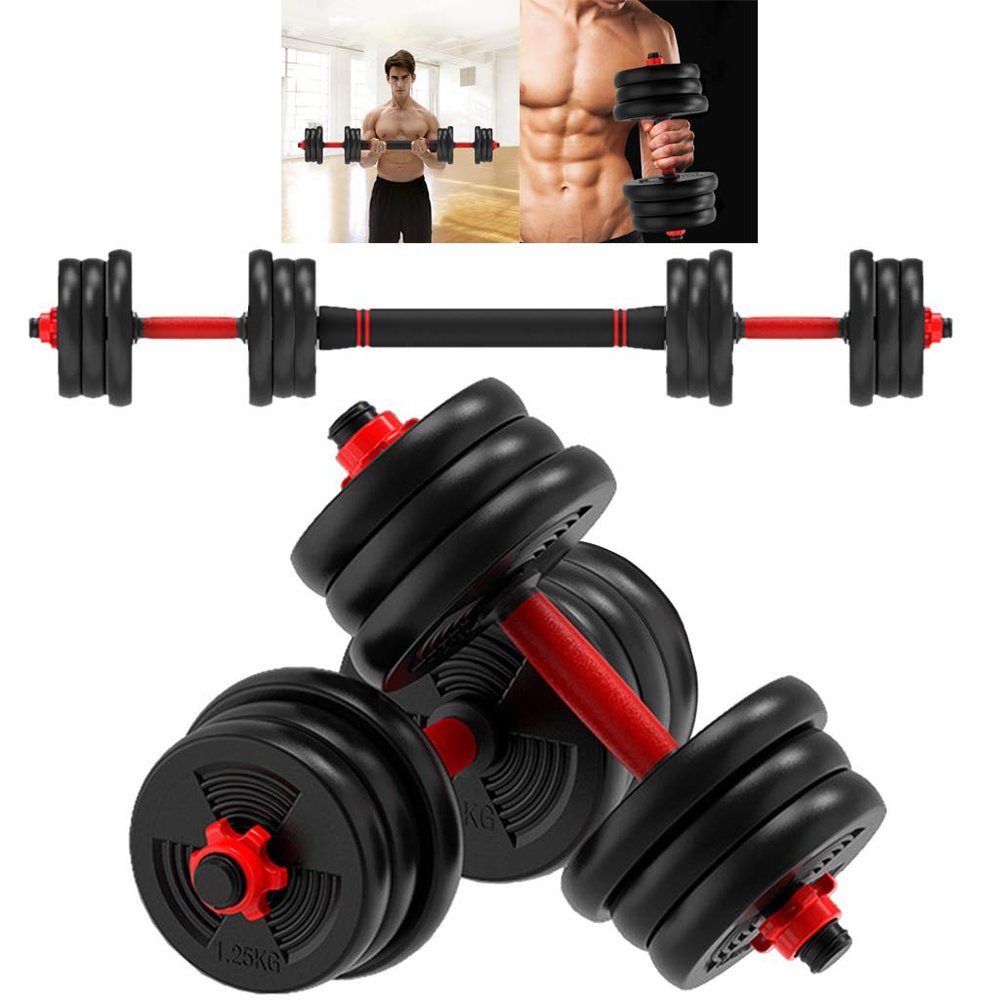 Adjustable Weights Dumbbells Set, Exercise Fitness Barbell Set with Connecting Bar, Free Weights Set 2-in-1 for Men and Women Gym Work Out (44LBS/20KG, Black)