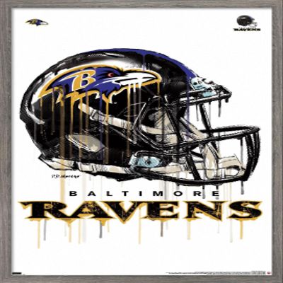 Trends International NFL Baltimore Ravens - Drip Helmet 20 Wall Poster, 22.375" x 34", Barnwood Framed Version