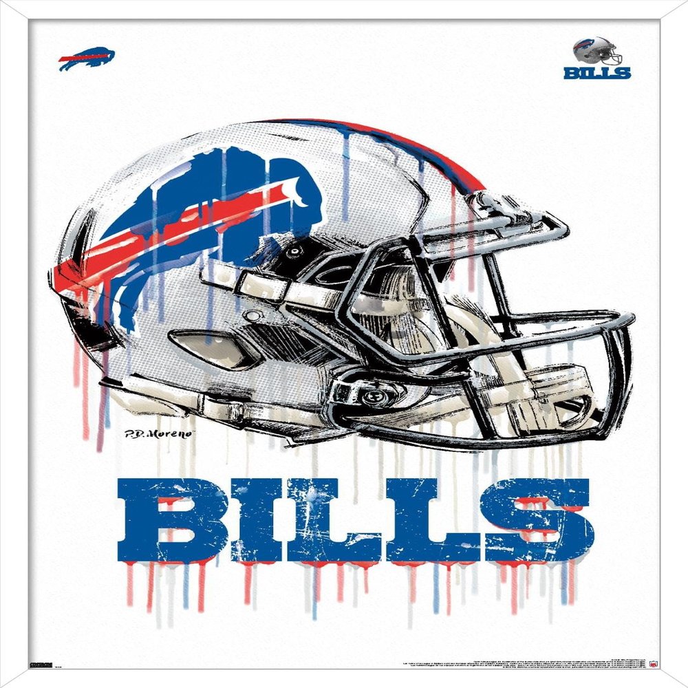 Trends International NFL Buffalo Bills - Drip Helmet 20 Wall Poster, 14.725" x 22.375", White Framed Version