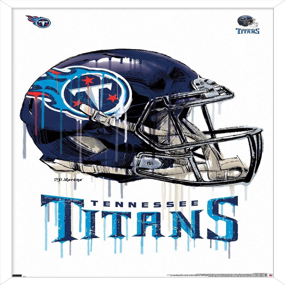 Trends International NFL Tennessee Titans - Drip Helmet 20 Wall Poster, 14.725" x 22.375", White Framed Version
