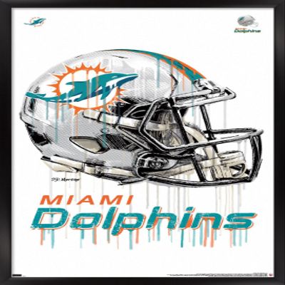 Trends International NFL Miami Dolphins - Drip Helmet 20 Wall Poster, 22.375" x 34", Black Framed Version