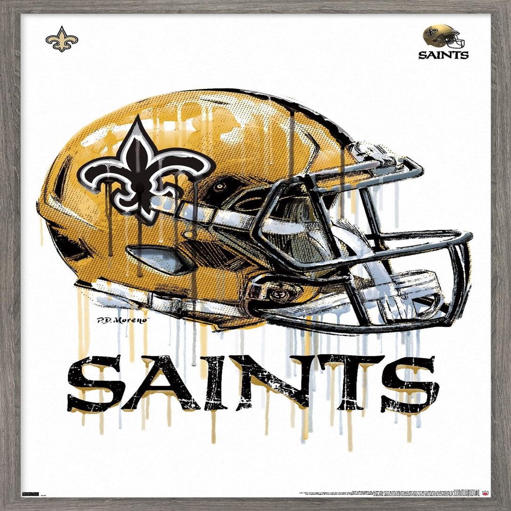 Trends International NFL New Orleans Saints - Drip Helmet 20 Wall Poster, 22.375" x 34", Barnwood Framed Version