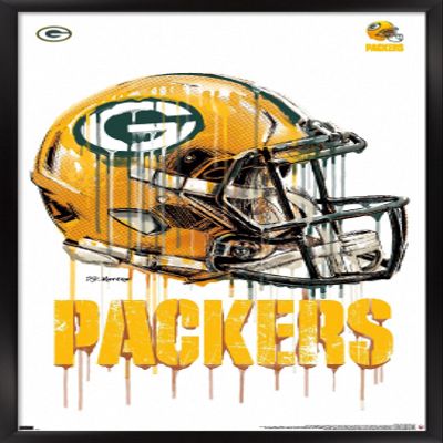 Trends International NFL Green Bay Packers - Drip Helmet 20 Wall Poster, 22.375" x 34", Black Framed Version